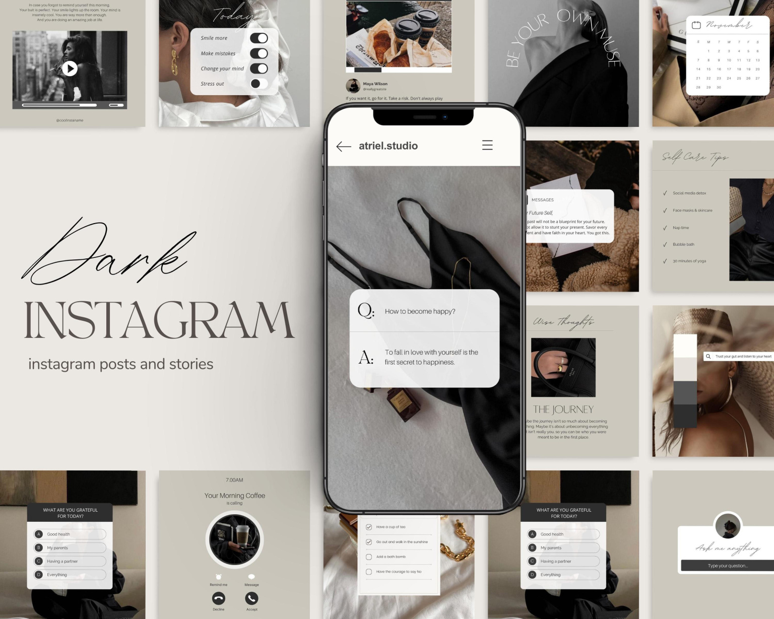 Dark Aesthetic Instagram Templates - Atriel